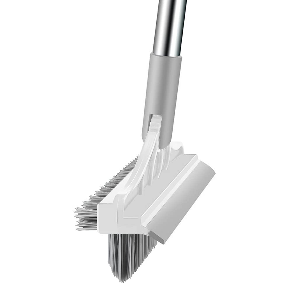 3 in 1 Floor Scrub Brush with Squeegee, Floor Scrub Brush with Long Handle, 180° Rotating Brush Head for Floor Kitchen Wall Deck Tile Cleaning