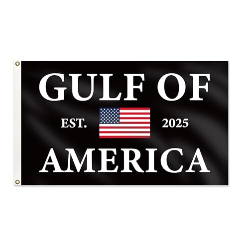 Gulf Of America Black Outdoor Patriotic Banner with US Flag Design 3X5FT Decorative Flag Suitable for Indoor and Outdoor Decorative Flags for Bedroom Room Sign House Decorations Banner