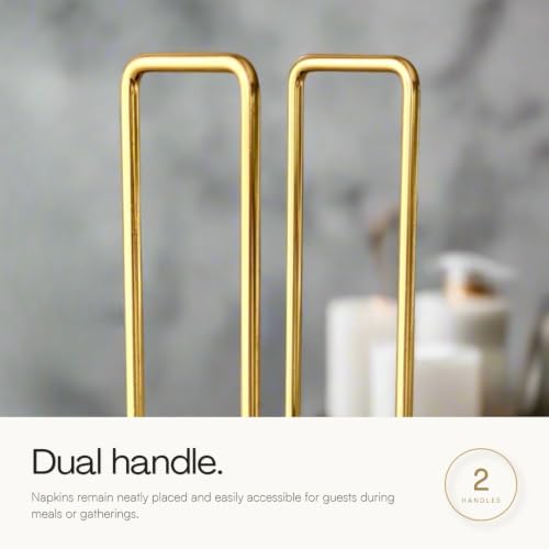 Image of MASON HOME Imperial Napkin Holder White & Gold - 1pc - L 25.4 inch x B 17.8 inch x H 7.6 inch | Bathroom - Kitchen - Bedroom - Washbasin | Towel - Kitchen Roll - Paper Towel | Home Decor | Organizer | Stand