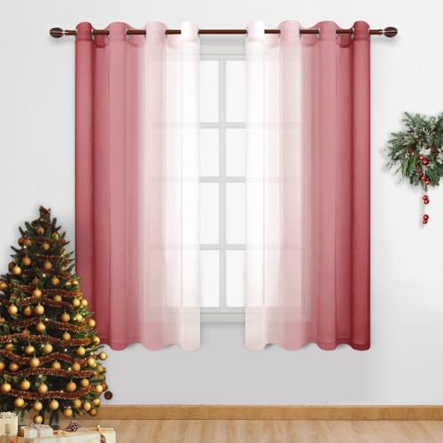 DWCN Ombre-Vorhänge aus Kunstleinen, halb-Voile, Farbverlauf, Schlafzimmer und Wohnzimmer, 2er-Set, Fenstervorhänge mit Ösen… – Ansicht 1