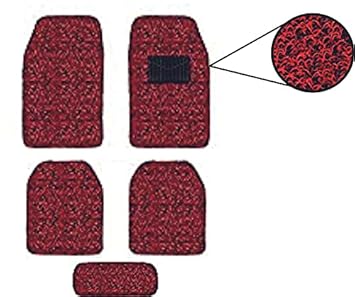 CARIZO Anti Slip Noodle/Grass Car Floor/Foot Mats Black & Red (Set of 5) Compatible for Maruti Alto 800 (Type-II) 2016-2018