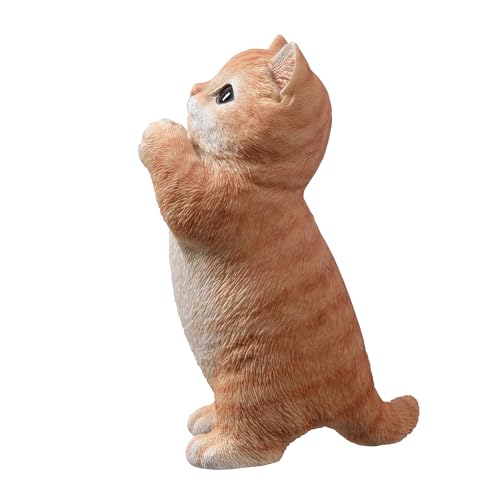 Estatua Gato Tabby Naranja 7 Pulgadas Plegando Manos miniatura 5