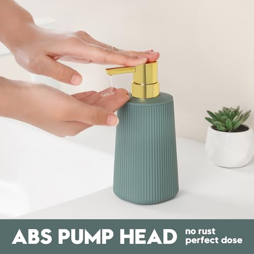 Image of YAUKPH Small Soap Dispenser for Bathroom and Kitchen Matte Green and Gold