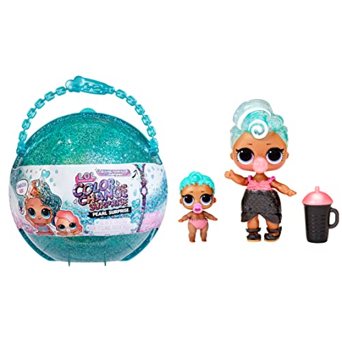 L.O.L. Surprise! Glitter Colour Change Pearl Surprise boneca de moda com 6 surpresas - inclui boneca e irmãzinha, roupa, acessórios e bolas efervescentes - para colecionar - Idade: 4 anos - turquesa