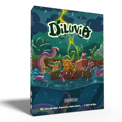 Diluvio, Juego de Mesa, Juego con Amigos, Familiar, 2 a 4 Jugadores, Animales, Juego de Tablero, Gestión de Acciones, Estrategia, Idioma Español, Francés e Inglés, Edad +8 Años