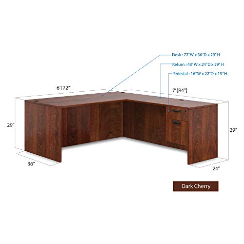 GOF 3 Person Separate Workstation Cubicle (6\'D x 21\'W x 4\'H) / Office Partition, Room Divider (48\" H Cubicle with Desk, Dark Cherry) - Thumbnail 2