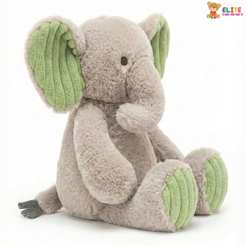 Image of Elite Toys Elephant Soft Toy 35 cm | Cute Gray Elephant Teddy Plush Toy | Soft Cuddly Stuffed Animal for Kids Boys Girls | Birthday Gift Baby Toy Room Decor