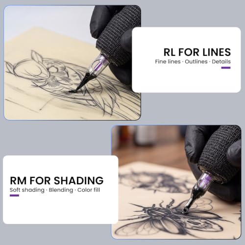 Image of Wormhole Tattoo Cartridge Needles, 20pcs Mixed Sizes 3RL 5RL 5RM 7RM