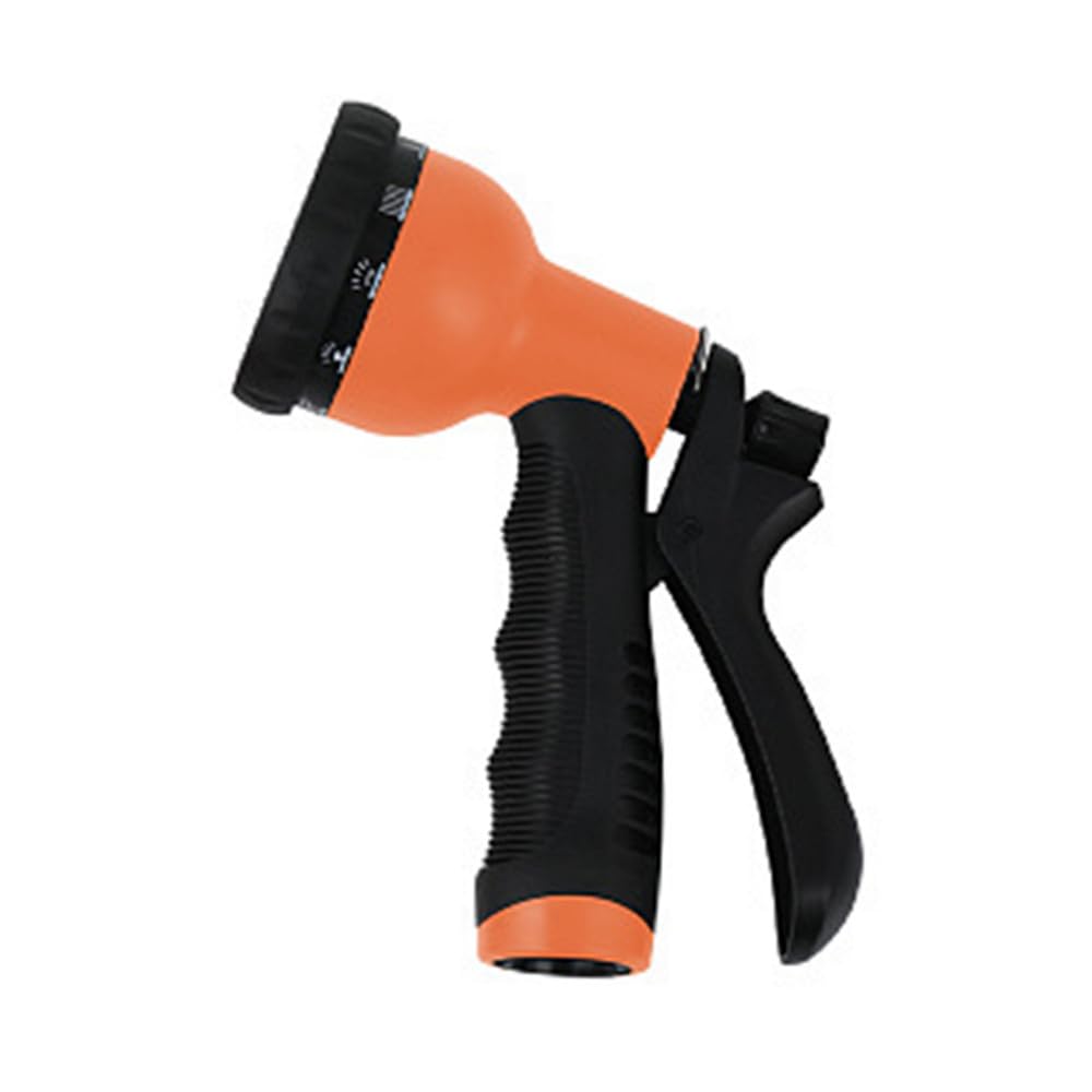 Garden Hose Pipe Spray Gun 10 Adjustable Patterns High-Pressure Hose Nozzle Anti-Slip Water Gun for Plants & Lawns Watering, Car & Bike Washing and Pets Bathing (Orange 10 Models)