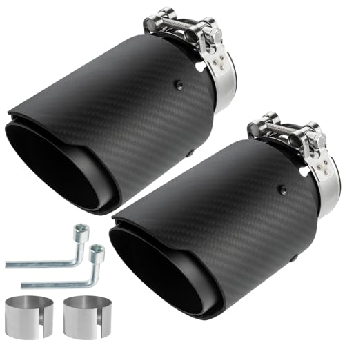 Sortie échappement voiture 63mm Catekro à boulonner en inox et carbone noir mat