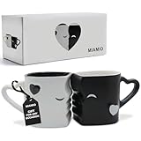 MIAMIO - Coffee Mugs/Kissing Mugs Gift Set for Couples/Weddings/Birthday/Anniversary, Ceramic 300ml (Black)