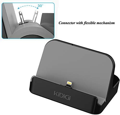 iPhone Charging Dock, Apple MFi Certified Desktop Charger Cradle, Charging & Data Sync Stand Holder for iPhone, iPad with Lightning. (Black)