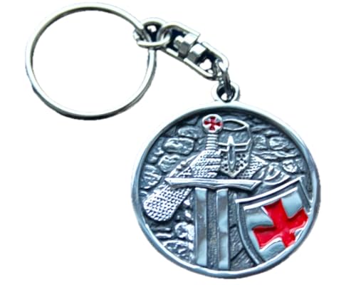 Generic Llavero de caballeros templarios con bolsa de regalo, plata, Talla única