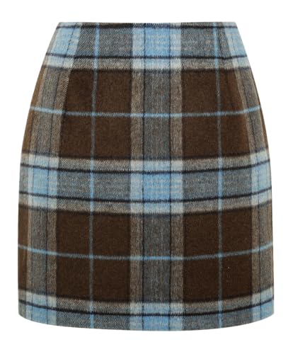 Image of IDEALSANXUN Womens High Waist Plaid Skirt Bodycon Pencil Wool Mini Skirts