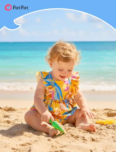 Image of PATPAT Family Hawaiian Matching Outfits - Mommy and Me Vacation Outfits | Halter Sundresses and Button Down Shirts,Caribbean Vacation Summer Tropical Outfits,Hawaiian Boho Tropical Floral Printed