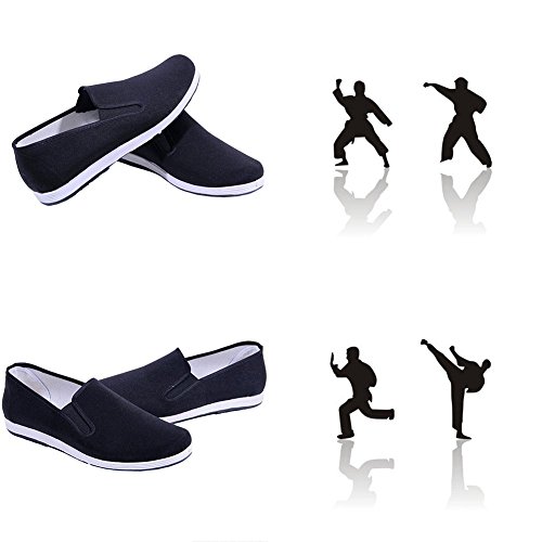 Chinese Traditional Old Beijing Shoes Kung Fu Tai Chi Shoes Rubber Sole Unisex Black (CHN44 (US:Men 10/Women 11))4