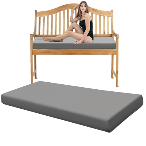 Garden Bench Seater Outdoor Furniture Rattan Sofa Patio Cushion Waterproof Sun Lounger Swing Chair Indoor Cushions Floor Seat Rectangle Large Foam Pad (Charcoal, 2 Seater 108cm x 45cm x 6cm)