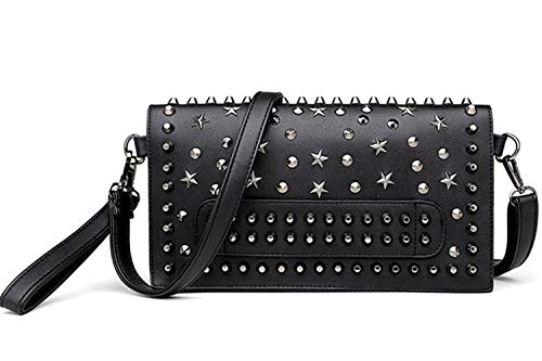 Women Small Punk Rivet Handbag Purse Clutch Shoulder Tote Top-han...