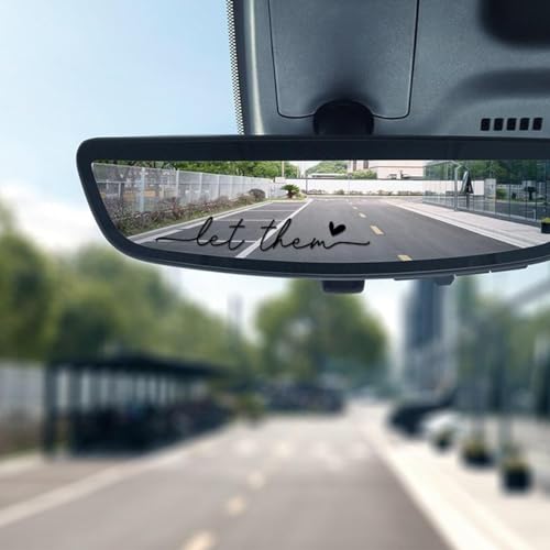 Image of Zpana Car Rearview Mirror Sticker, 3PCS Let Them Vehicle Rear View Window Decal with Heart, Positive Self Affirmation Mindfulness Automotive Bumper Protector Accessories, Universal Fit (Black)