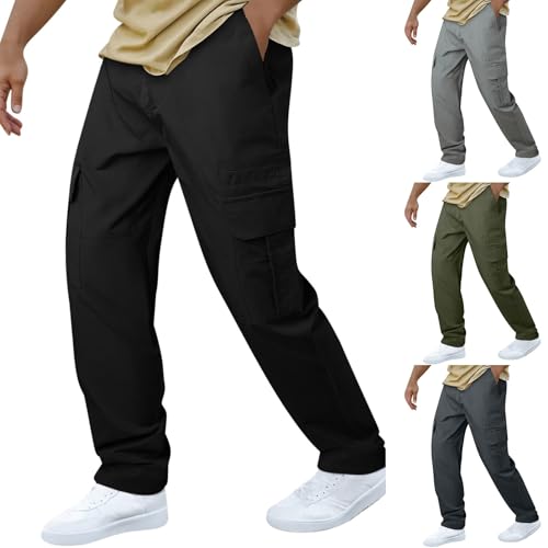 Mens Cargo Pants Lightweight Casual Joggers Athletic Pants Fashion Baggy Straight Leg Hiking Trousers with Pockets