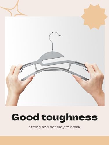 Image of HOUSE DAY Grey Plastic Hangers 50 Pack, Slim Space Saving, Non Slip Hangers with Rubber Pads, Sturdy Heavy Duty Coat Hanger for Closet, S-Shaped Clothes Hanger for Shirt, Suit, Pant, Skirt