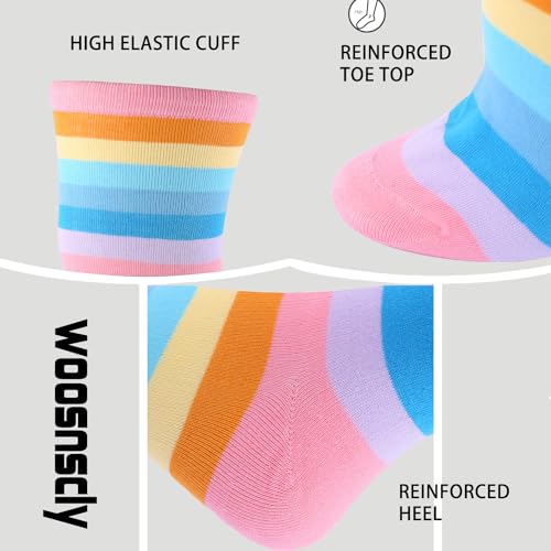 Image of Rainbow Thigh High Socks for Women Girls Pride Socks Kawaii Clown Socks Colorful Cotton Rainbow Stockings Tube Socks Striped Long Socks 1 Pack
