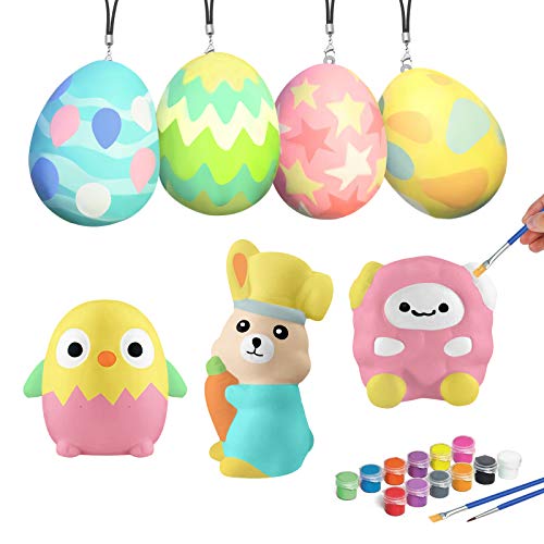 ORIENTAL CHERRY Easter Crafts for Kids - 12Pcs DIY Easter Eggs Hunt Squishy Toys - Easter Art Decorations Kit Party Favors for Girls Boys Ages 3-5 4-8 8-12 Basket Stuffers
