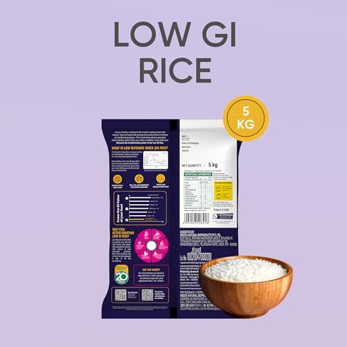 Image of 24 Mantra Organic Low G.I Rice - 5Kg | Diet & Diabetic Friendly | Certified Low Sugar Rice | Certified Organic & Naturally Gluten-Free (Pack of 3)