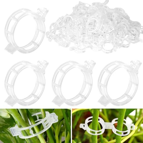 ABOHU Jardín Plant Clips, 100 Piezas Clips de Fijación para Plantas de Jardín, Clip para Tomate, Clips de Vine Planta, Clips de Soporte de Plantas para Verduras, Tomates y Plantas Trepadoras (Blanco)
