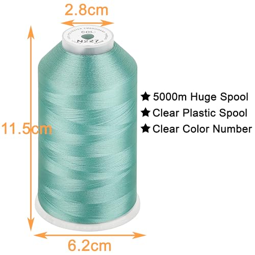 Image of New brothread - Single Huge Spool 5000M Each Polyester Embroidery Machine Thread 40WT for Commercial and Domestic Machines - Pale Aqua(Janome Color)