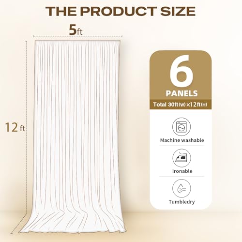 Image of 30ftx12ft Hunter Green Backdrop Curtains for Parties, Wrinkle Free Polyester Hunter Green Photo Backdrop Drapes 6 Panels 12 ft Long Back Drop Cloth for Wedding Birthday Photography Background Party