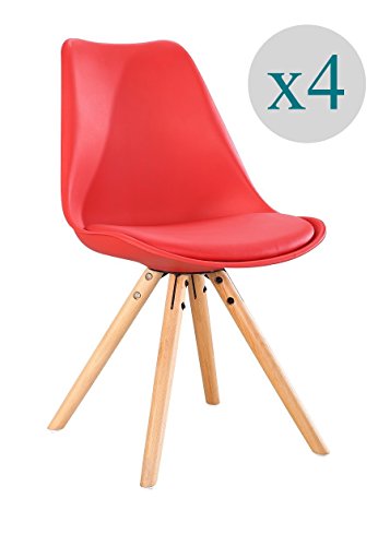 Aryana Home - Pack de 4 Chaise nordique Nordic (inspiration tower eame) Rouge
