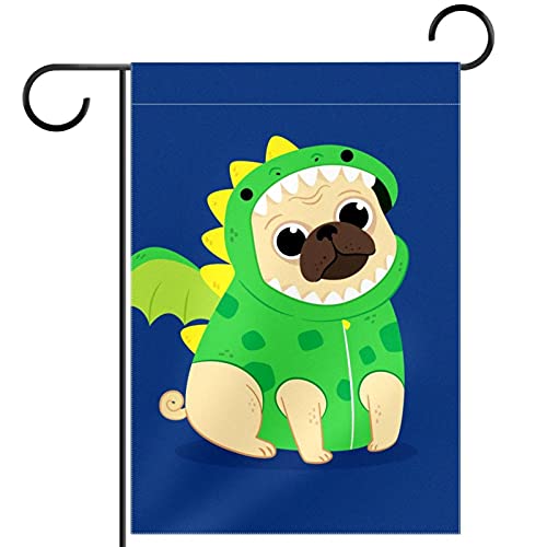 Drapeau de jardin carlin de bienvenue double face 30x45 cm