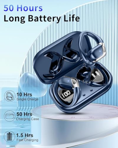 Image of Wireless Earbuds, Bluetooth 5.4 Headphones Sport, 75H Deep Bass Sound Over Ear Buds with 4 ENC Noise Cancelling Mic, Dual LED Display, IP7 Waterproof Earphones with Earhook for Workout /Running /Gym