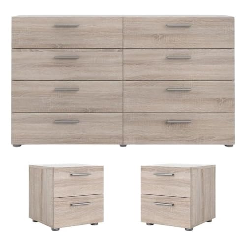 Pemberly Row 8 Drawer Dresser and 2 Drawer Nightstand 3 Pc Set in Truffle