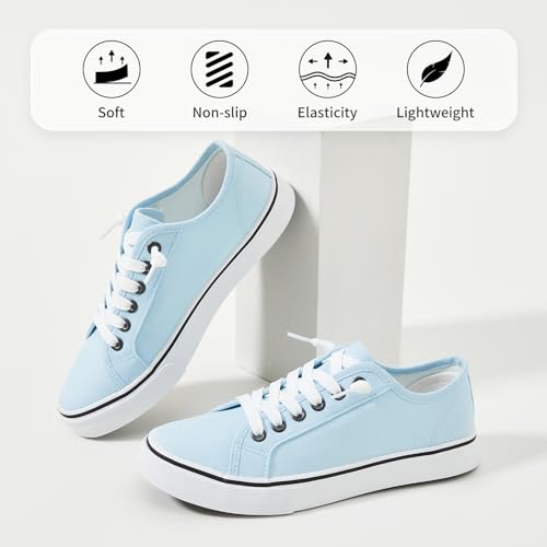 Image of Women Canvas Sneaker Slip On Non Slip Casual Shoes Lace Up Canvas Low Top White Shoes Loafers for Women Fashion Black Sneaker