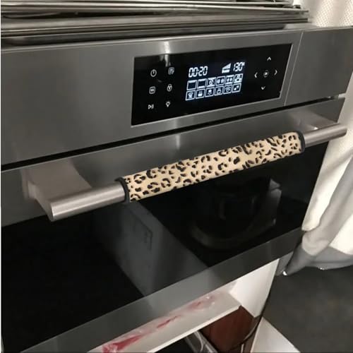 Image of Refrigerator Door Handle Covers Set of 6 Kitchen Appliance Decor Handles Washable Waterproof Anti-Stain Oven Stove Handle Protector Kitchen Decor and Accessories, Leopard Print