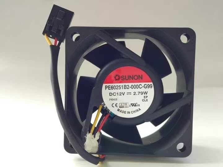 12V 2.79W Super Durable Double Ball Fan - Model PE60251B2-000C-G99, 60x60x25mm Cooling for Electronics