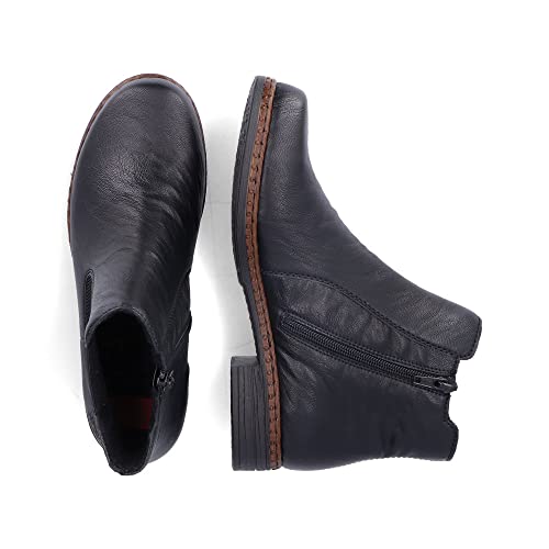 Rieker Damen Chelsea Boots 75170, Frauen Stiefeletten,uebergangsschuhe,uebergangsstiefel,Schlupfstiefel,flach,Stiefel,schwarz (00),42 EU / 8 UK