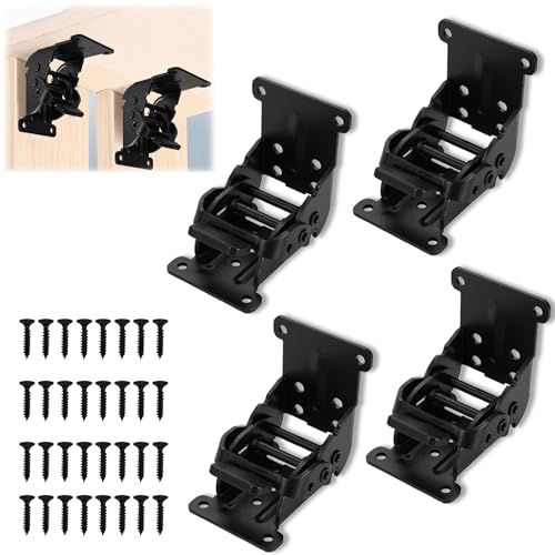 Charniere Pliante Autobloquante 0-90-180 Degrés, 4 Pièces Charnières Pliante Autobloquantes Charnieres Invisible Support Pliable Rabattable avec Vis pour...