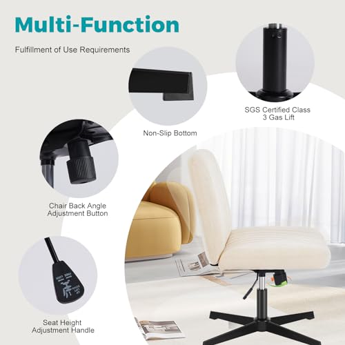 Dumos RDGYUJK Criss Cross Chairs, Armless Office Desk No Wheels Swivel Padded Wide Seat Modern Height Adjustable Mid Back Task Vanity Seating For Home Office Bedroom Computer thumb #4