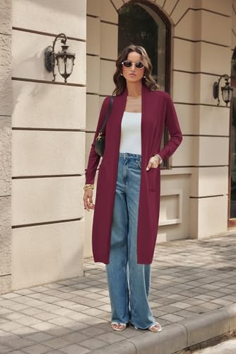 Image of GRACE KARIN Essential Solid Open Front Maxi Long Knitted Cardigan Sweater for Women