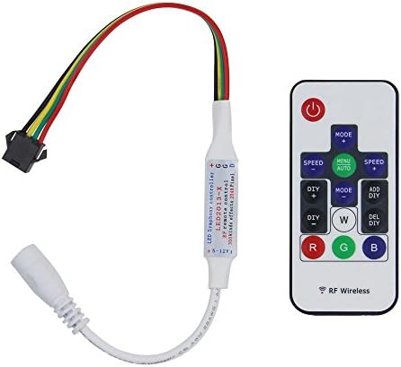 ALITOVE WS2813 WS2815 LED Controller DC 5V 12V Wireless RF Remote Dream Color Controller for WS2815 WS2813 WS2813B WS2815B CS8812 Individually Addressable RGB LED Strip Pixel Light, 4pin Connector