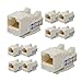 LOGICO 10 Pack Cat5e Keystone Jacks White with Dust Cap â€“ 22-26 AWG PCB Female RJ45 Connectors for Network Ethernet Wall Jack Insert | Cat 5e 110 Punch Down Block Socket 8-Port, 8-Connector (8P8C)
