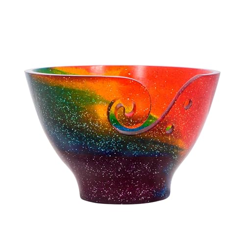 Image of Handcrafted Resin Yarn Bowl, Knitting Resin Storage Bowl, Crochet Kit Organizer. (Rainbow)