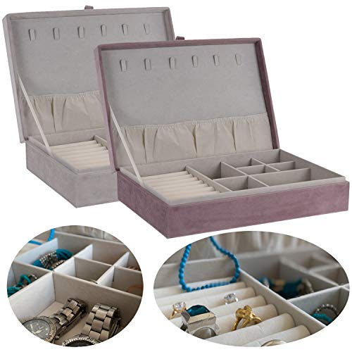 Preisvergleich Produktbild LS-Design Schmuckkasten Samt Alt-Rosa Flieder Schmuckschatulle Schmuckkästchen