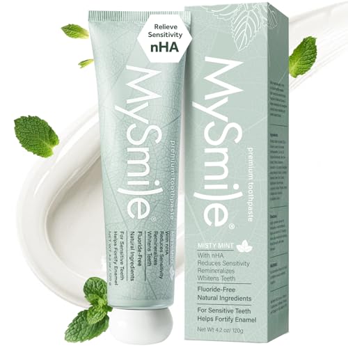 MySmile Fluoride Free Nano Hydroxyapatite Toothpaste for Sensitive Teeth, Strengthens Enamel,...