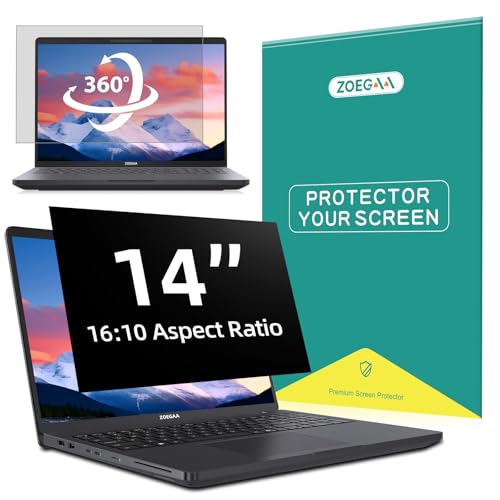 ZOEGAA 4-way 360° Privacy Screen For 14 Inch 16:10 Laptop That Screen Size is 11.9 in Wide and 7.4 in High. Removable Privacy Screen For Laptop Monitor, Anti Glare And Blue Light, Compatible With HP Dell Lenovo Asus Samsung Acer Thinkpad