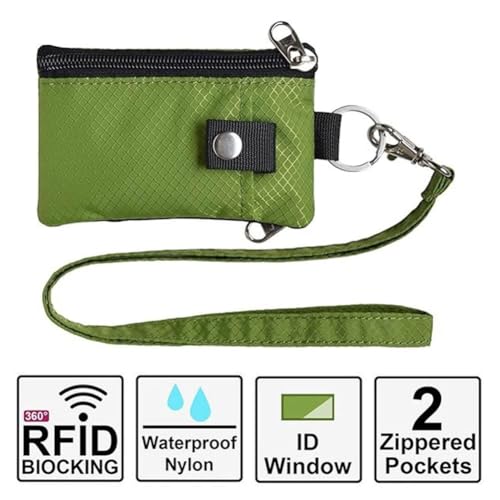 RFID Blocking Wallet, Wallet for Men, Anti-theft Small Wallet RFID for Women with Lanyard Keychain,Water-resistant Zip ID Case Wallet ID Holder Zipper for Cards Travel,Wallets for Men's Women's4