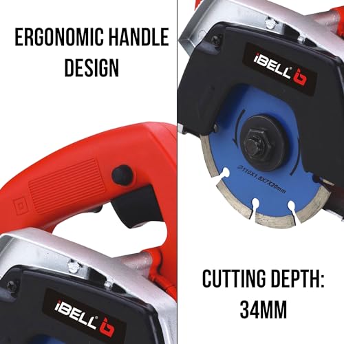 Image of IBELL Marble Cutter MC10-30, 1050W, Copper Armature, 13800 RPM, Wheel dia 110 mm, Cutting Depth 34mm (Red)